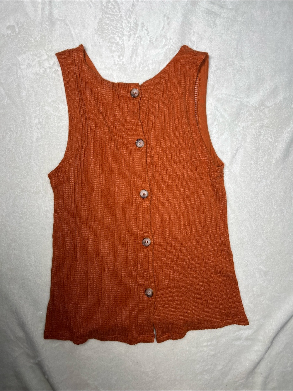 Sleeveless Button-Back Knit Tank Top - Rust